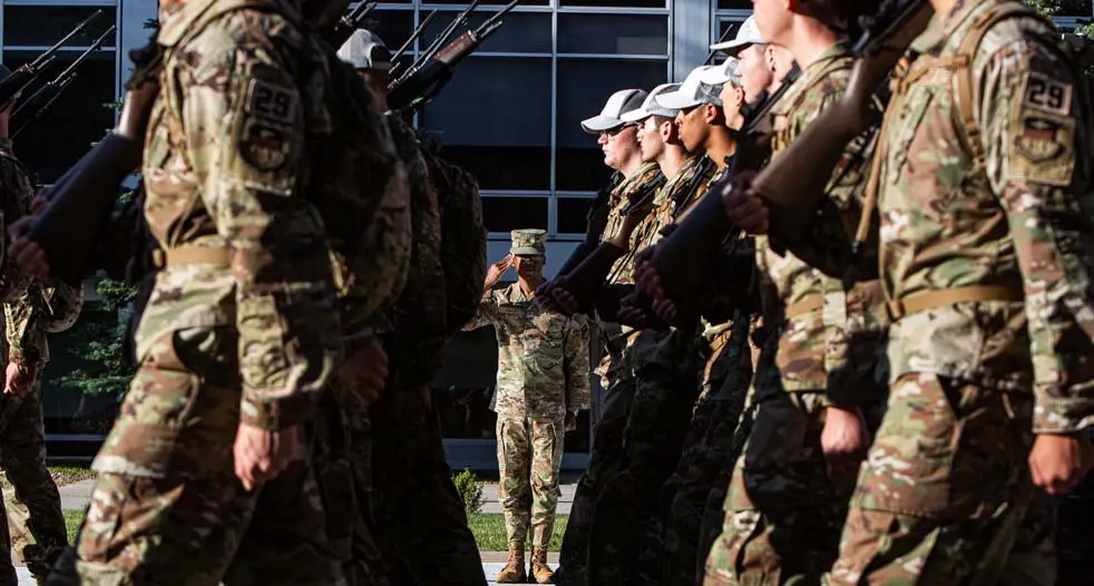 Cadets saluting